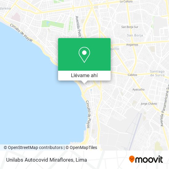 Mapa de Unilabs Autocovid Miraflores