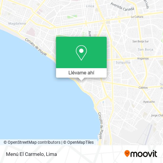Mapa de Menú El Carmelo