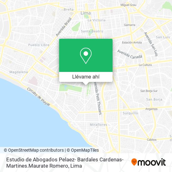 Mapa de Estudio de Abogados Pelaez- Bardales Cardenas- Martines.Maurate Romero