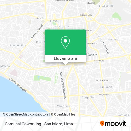 Mapa de Comunal Coworking - San Isidro