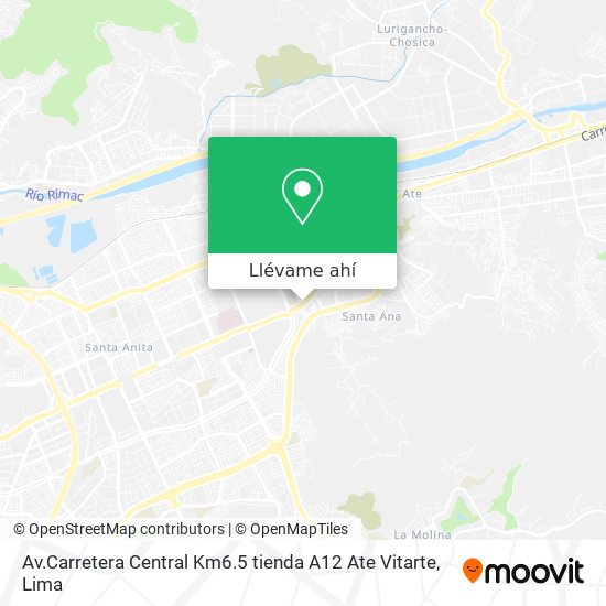Mapa de Av.Carretera Central Km6.5 tienda A12 Ate Vitarte