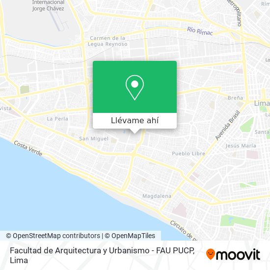 Mapa de Facultad de Arquitectura y Urbanismo - FAU PUCP