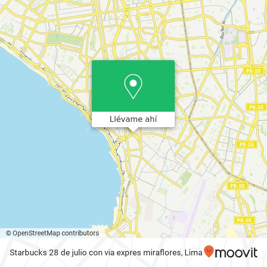 Mapa de Starbucks 28 de julio con via expres miraflores