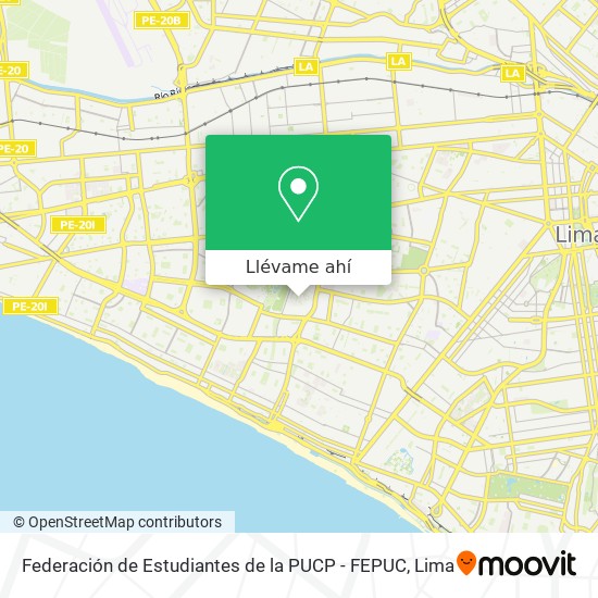 Mapa de Federación de Estudiantes de la PUCP - FEPUC