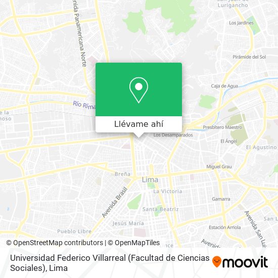 Mapa de Universidad Federico Villarreal (Facultad de Ciencias Sociales)