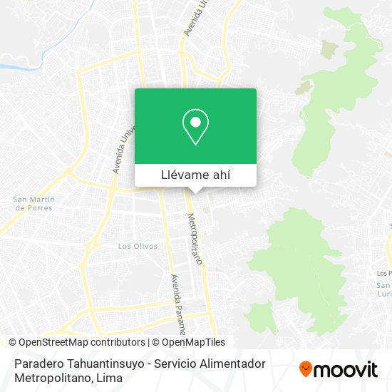 Mapa de Paradero Tahuantinsuyo - Servicio Alimentador Metropolitano
