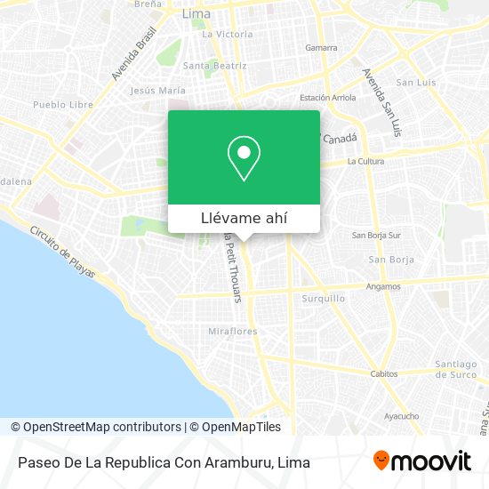 Mapa de Paseo De La Republica Con Aramburu