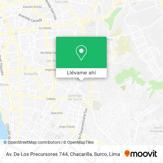 Mapa de Av. De Los Precursores 744, Chacarilla, Surco