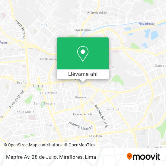 Mapa de Mapfre Av. 28 de Julio. Miraflores