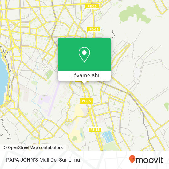 Mapa de PAPA JOHN'S Mall Del Sur