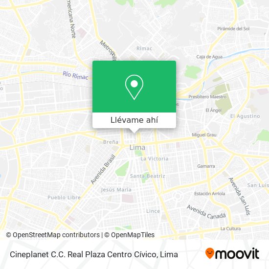 Mapa de Cineplanet C.C. Real Plaza Centro Cívico