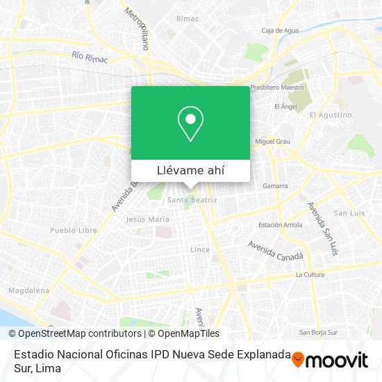 Mapa de Estadio Nacional Oficinas IPD Nueva Sede Explanada Sur