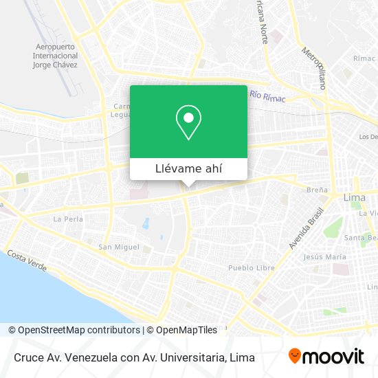 Mapa de Cruce Av. Venezuela con Av. Universitaria