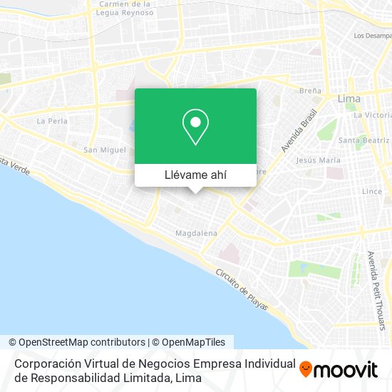 Mapa de Corporación Virtual de Negocios Empresa Individual de Responsabilidad Limitada