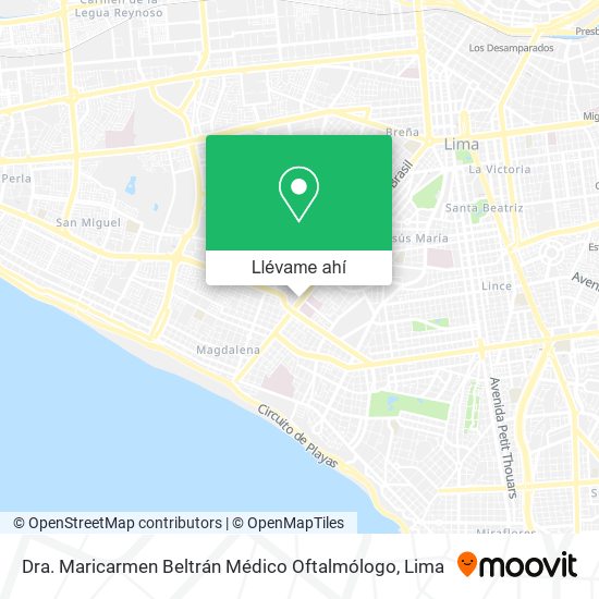 Mapa de Dra. Maricarmen Beltrán Médico Oftalmólogo