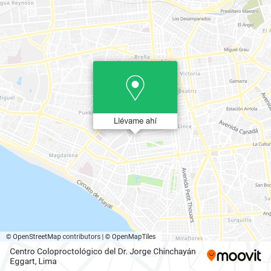 Mapa de Centro Coloproctológico del Dr. Jorge Chinchayán Eggart