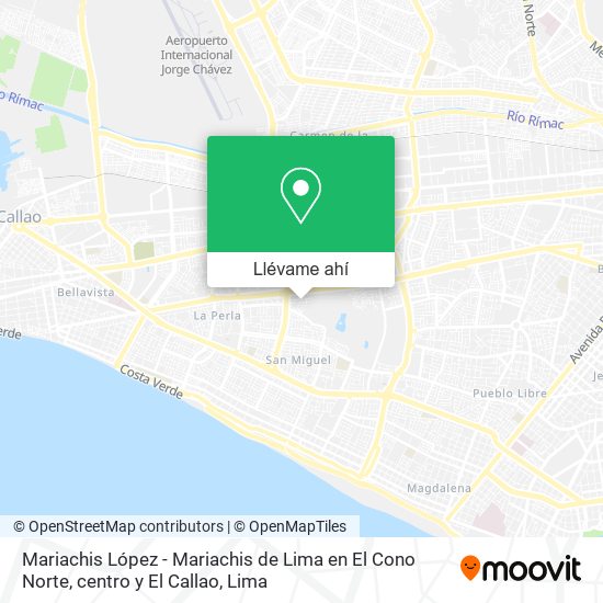 Mapa de Mariachis López - Mariachis de Lima en El Cono Norte, centro y El Callao