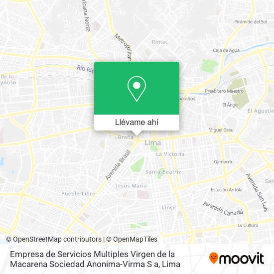 Mapa de Empresa de Servicios Multiples Virgen de la Macarena Sociedad Anonima-Virma S a