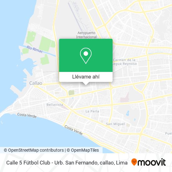 Mapa de Calle 5 Fútbol Club - Urb. San Fernando, callao