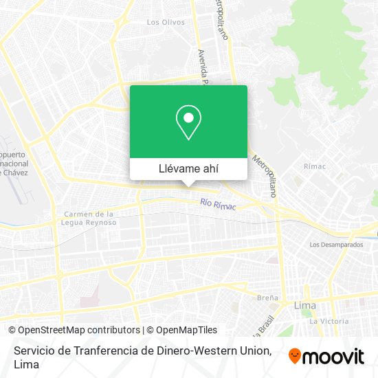 Mapa de Servicio de Tranferencia de Dinero-Western Union