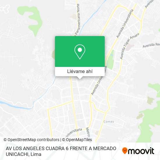 Mapa de AV LOS ANGELES  CUADRA 6 FRENTE A MERCADO UNICACHI