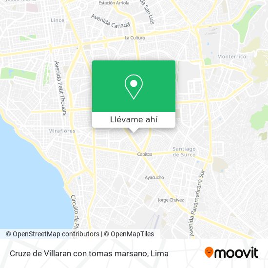 Mapa de Cruze de Villaran con tomas marsano