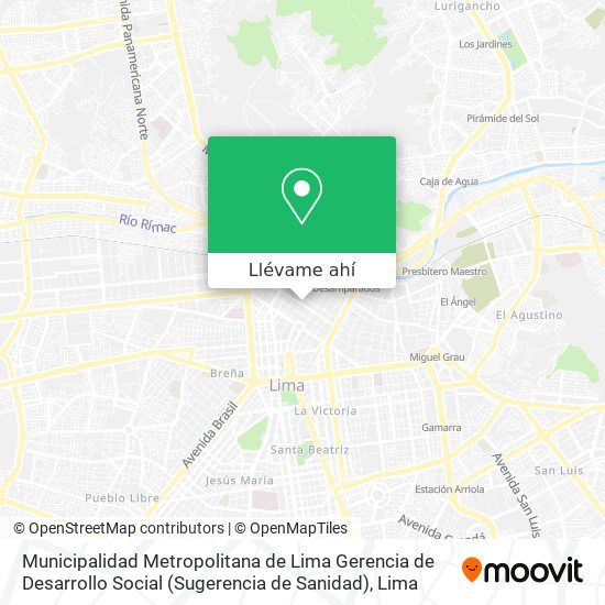 Mapa de Municipalidad Metropolitana de Lima Gerencia de Desarrollo Social (Sugerencia de Sanidad)