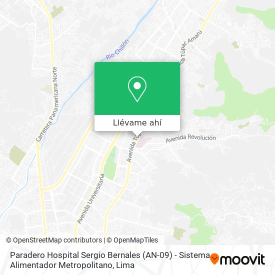 Mapa de Paradero Hospital Sergio Bernales (AN-09) - Sistema Alimentador Metropolitano