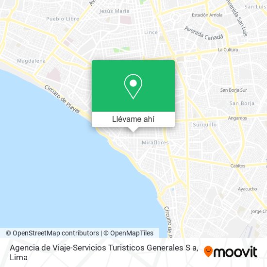 Mapa de Agencia de Viaje-Servicios Turisticos Generales S a