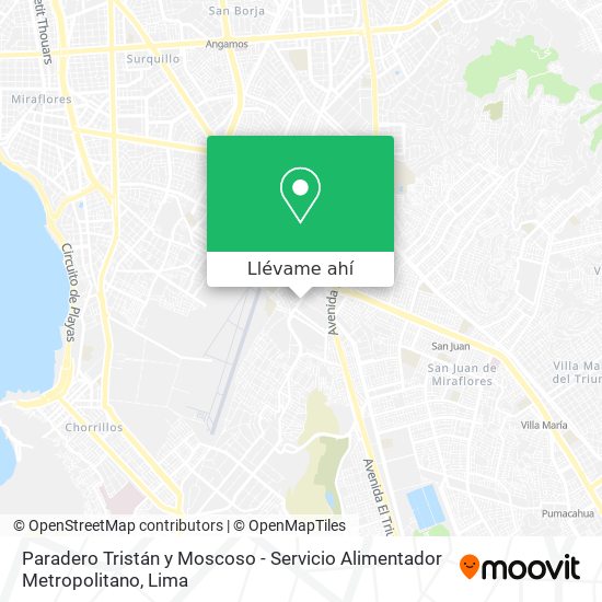 Mapa de Paradero Tristán y Moscoso - Servicio Alimentador Metropolitano