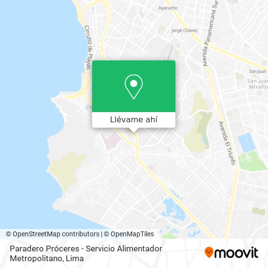 Mapa de Paradero Próceres - Servicio Alimentador Metropolitano
