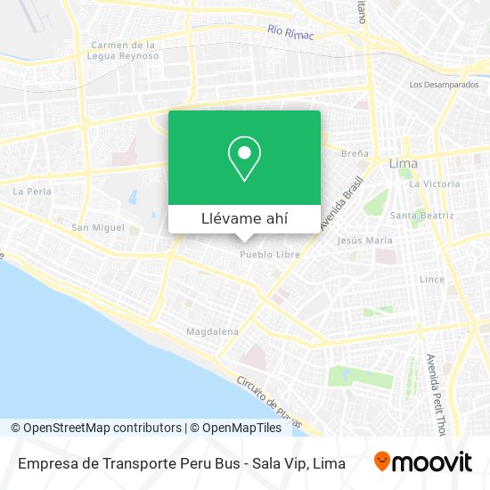 Mapa de Empresa de Transporte Peru Bus - Sala Vip