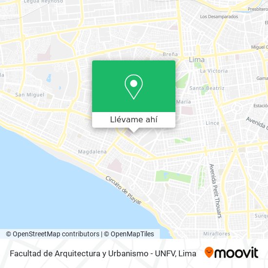 Mapa de Facultad de Arquitectura y Urbanismo - UNFV