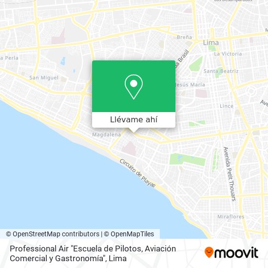 Mapa de Professional Air "Escuela de Pilotos, Aviación Comercial y Gastronomía"