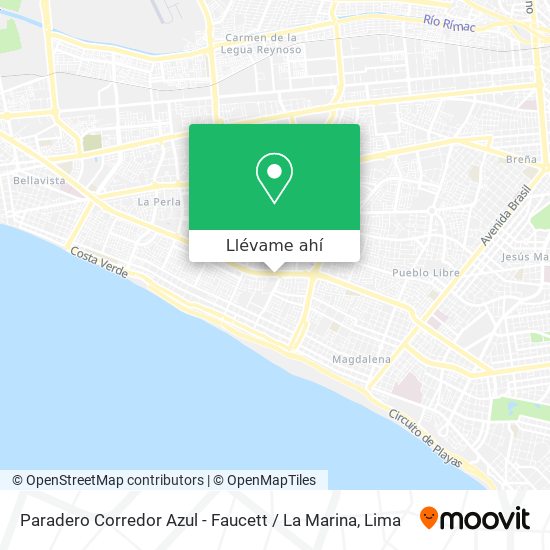 Mapa de Paradero Corredor Azul - Faucett / La Marina