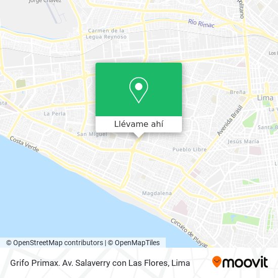 Mapa de Grifo Primax. Av. Salaverry con Las Flores
