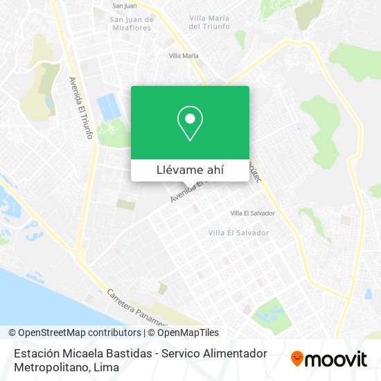 Mapa de Estación Micaela Bastidas - Servico Alimentador Metropolitano