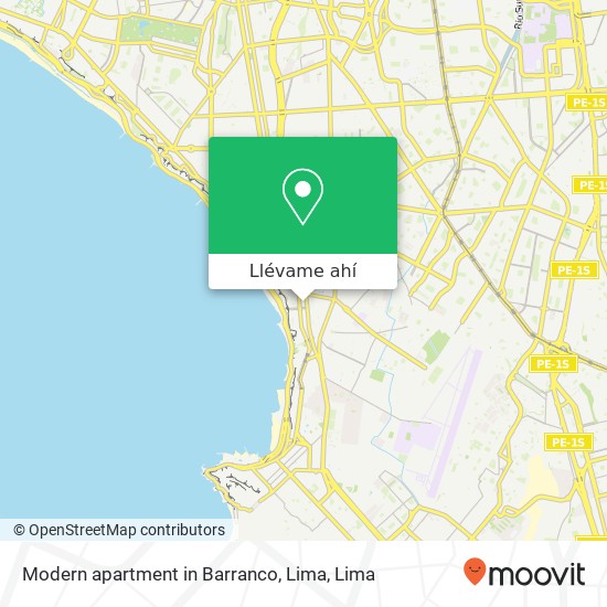 Mapa de Modern apartment in Barranco, Lima