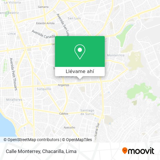 Mapa de Calle Monterrey, Chacarilla