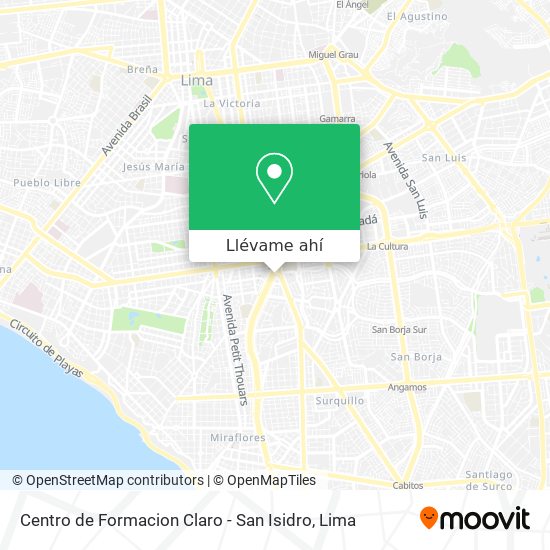 Mapa de Centro de Formacion Claro - San Isidro