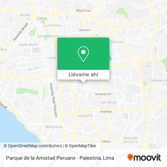 Mapa de Parque de la Amistad Peruano - Palestina