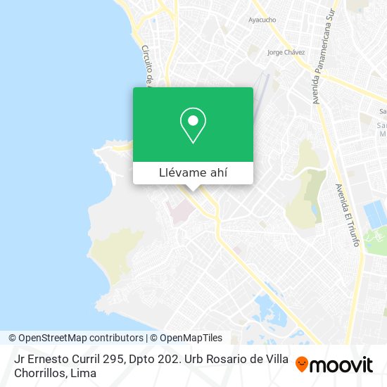 Mapa de Jr Ernesto Curril 295, Dpto 202. Urb Rosario de Villa Chorrillos