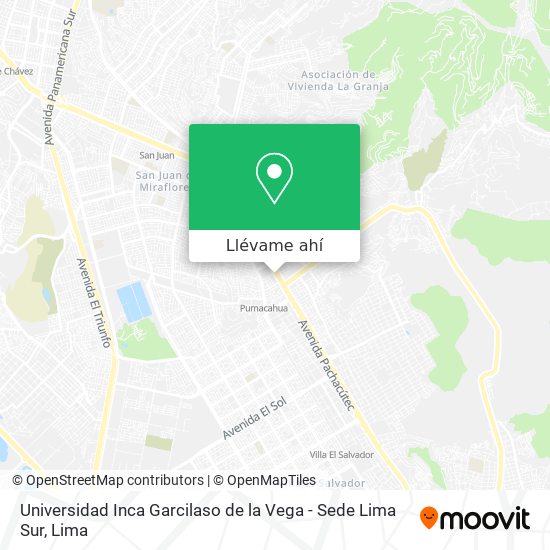 Mapa de Universidad Inca Garcilaso de la Vega - Sede Lima Sur