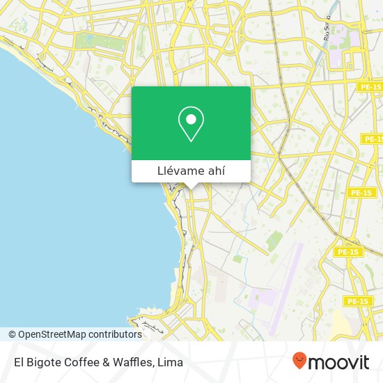Mapa de El Bigote Coffee & Waffles