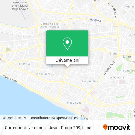 Mapa de Corredor Universitaria - Javier Prado 209