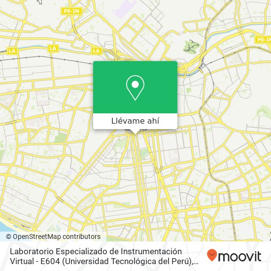 Mapa de Laboratorio Especializado de Instrumentación Virtual - E604 (Universidad Tecnológica del Perú)