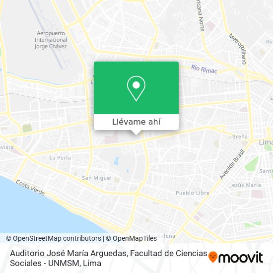 Mapa de Auditorio José María Arguedas, Facultad de Ciencias Sociales - UNMSM