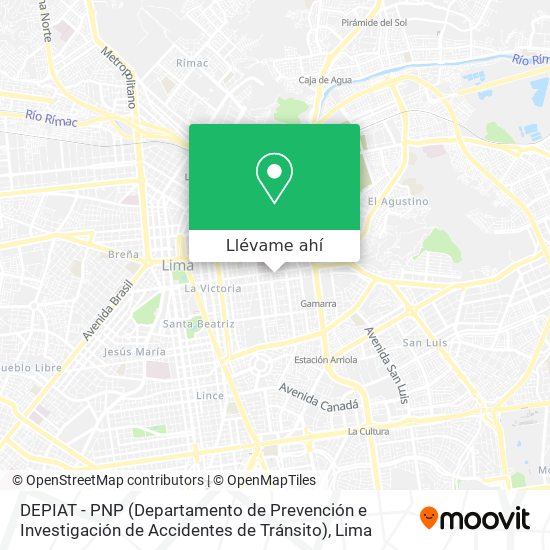 Mapa de DEPIAT - PNP (Departamento de Prevención e Investigación de Accidentes de Tránsito)