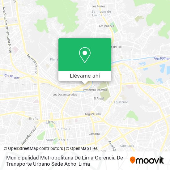 Mapa de Municipalidad Metropolitana De Lima-Gerencia De Transporte Urbano Sede Acho