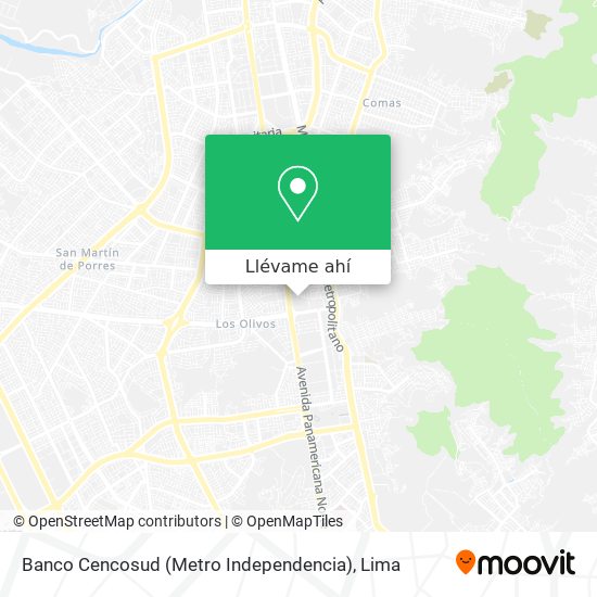 Mapa de Banco Cencosud (Metro Independencia)
